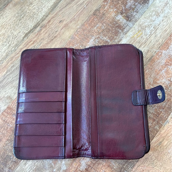 Vintage Coach wallet Burgundy water buffalo Continental clutch kisslock - Picture 3 of 15